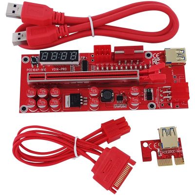 V014 Pro PCIE Riser with 10 capacitor and Temperature display